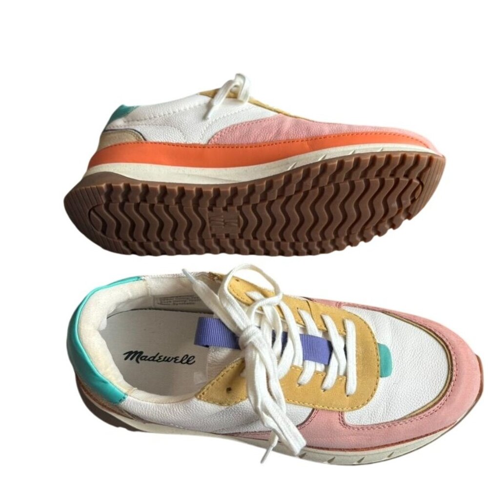 Madewell Kickoff Trainer Sneakers Size 8.5 Pink, Gold, Teal, Orange - Picture 8 of 9